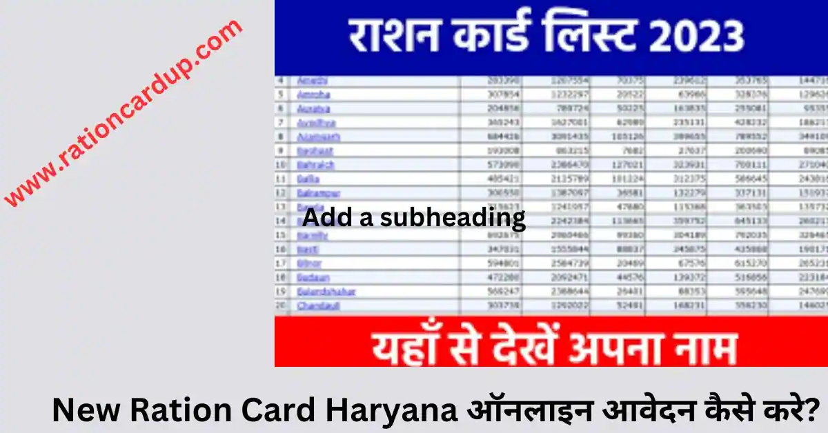 New Ration Card Haryana